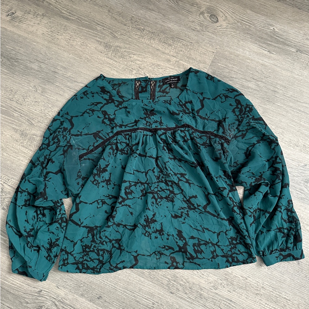 Lucky Brand Marble Printed Blouse Size Small